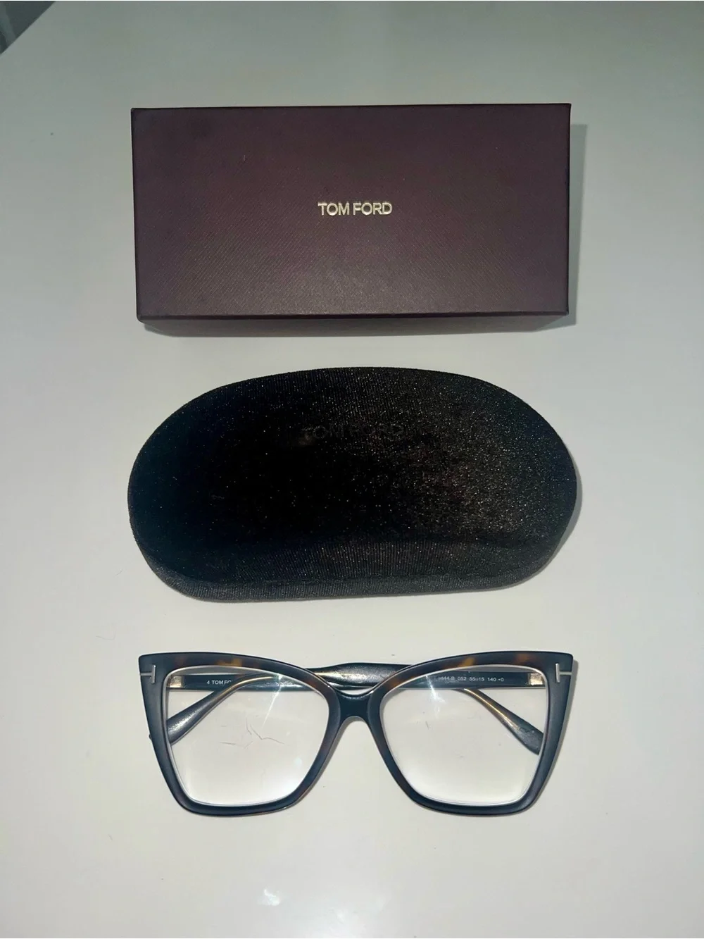Tom Ford Brown Cat-Eye Women's Optical Glasses with Gold Accents
